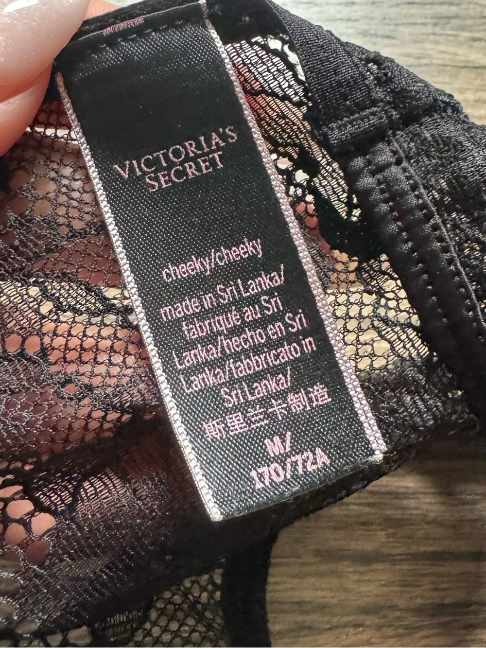 Victoria’s Secret Black Lace Lingerie Crotchless Panty!